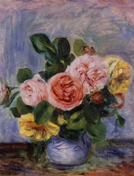 Pierre Auguste Renoir Roses In A Vase