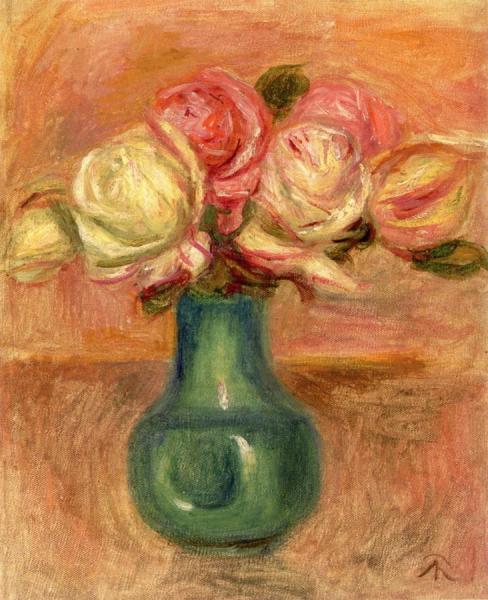 Roses In A Vase by Pierre Auguste Renoir