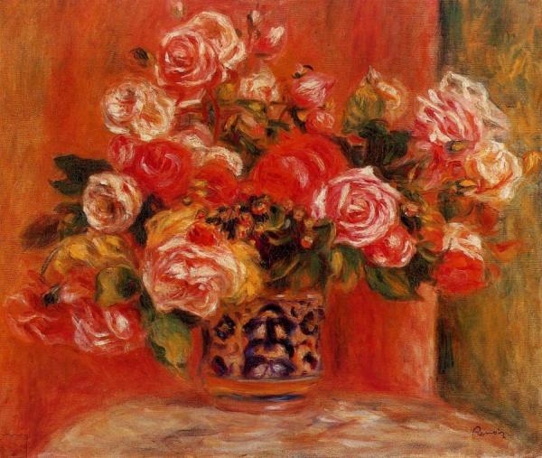 Roses In A Vase by Pierre Auguste Renoir