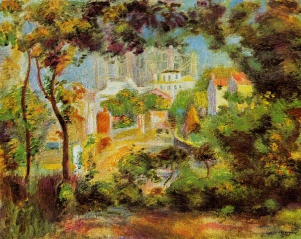 The Building Of Sacred Heart by Pierre Auguste Renoir