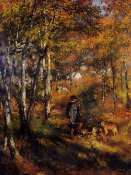 The Painter Jules Le Coeur Walking His Dogs In The Forest Of Fontainebleau by Pierre Auguste Renoir Oil Painting Reproductions