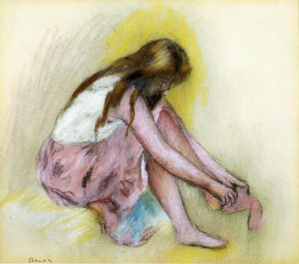 Young Girl Slipping On Her Stockings by Pierre Auguste Renoir