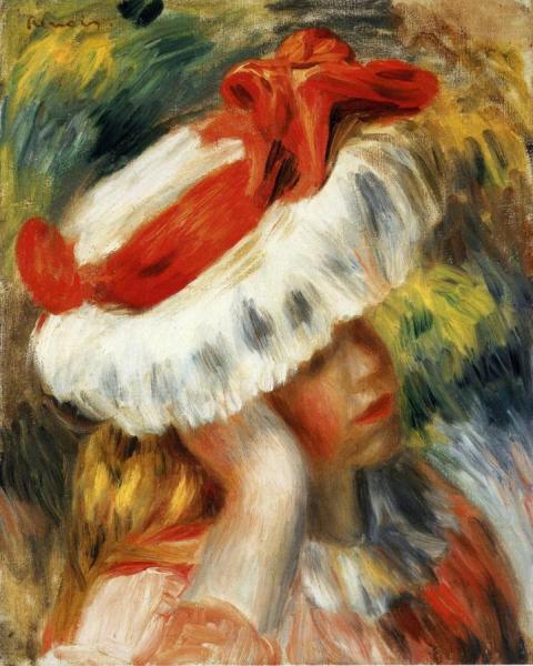 Young Girl With A Hat by Pierre Auguste Renoir