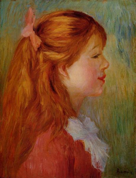 Young Girl With Long Hair In Profile by Pierre Auguste Renoir
