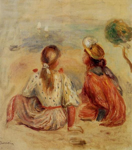 Young Girls On The Beach by Pierre Auguste Renoir