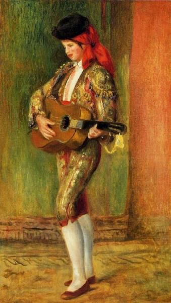 Young Guitarist Standing by Pierre Auguste Renoir