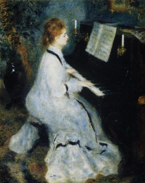 Young Woman At The Piano by Pierre Auguste Renoir