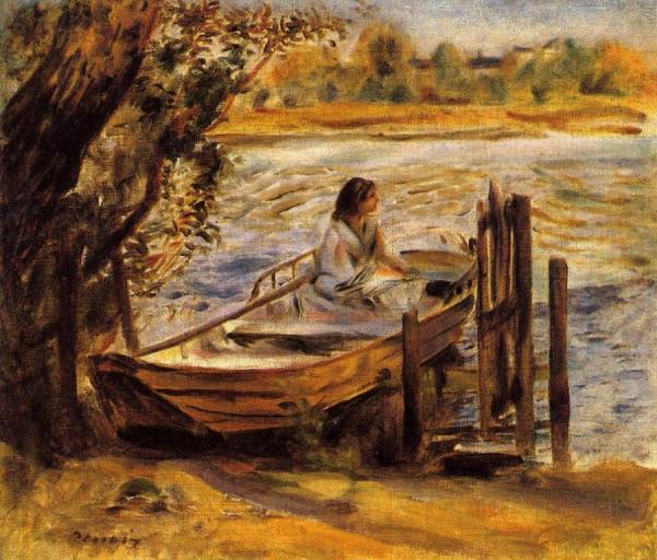 Young Woman In A Boat by Pierre Auguste Renoir