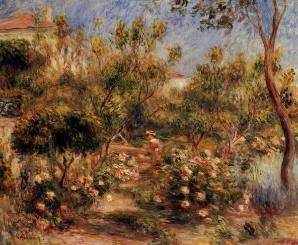 Young Woman In A Garden - Cagnes by Pierre Auguste Renoir