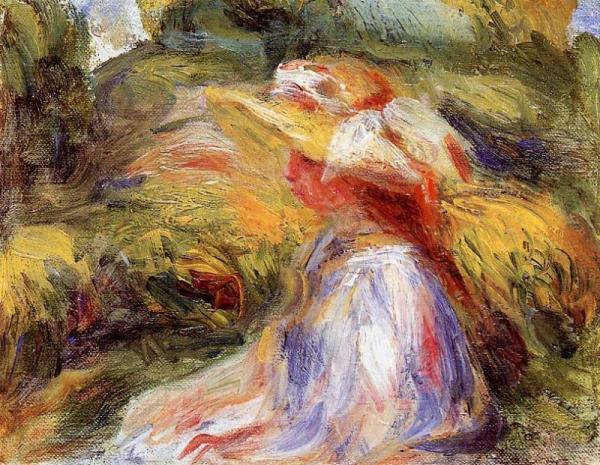 Young Woman In A Hat by Pierre Auguste Renoir