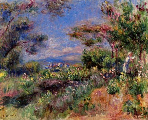 Young Woman In A Landscape, Cagnes by Pierre Auguste Renoir