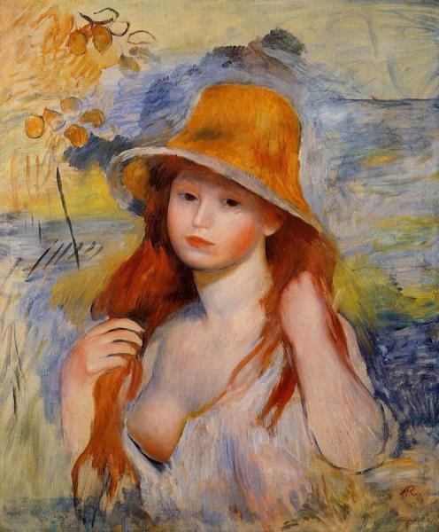 Pierre Auguste Renoir Young Woman In A Straw Hat