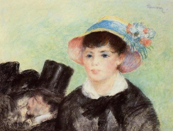 Young Woman In A Straw Hat by Pierre Auguste Renoir