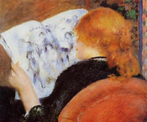 Young Woman Reading An Illustrated Journal by Pierre Auguste Renoir Oil Painting Reproductions