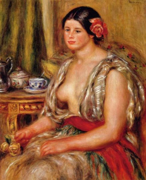 Young Woman Seated In An Oriental Costume by Pierre Auguste Renoir