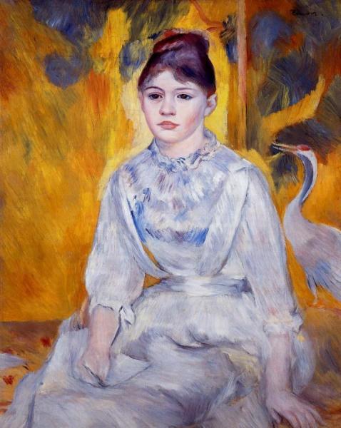 Young Woman With Crane by Pierre Auguste Renoir