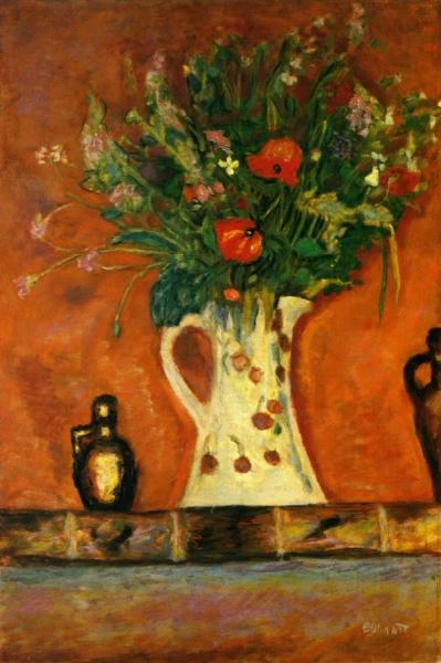 Flowers On A Mantlepiece by Pierre Bonnard