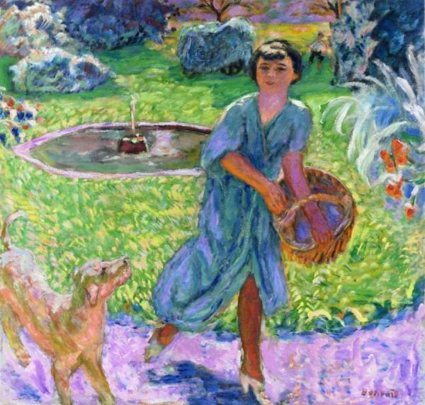 Girl Playing With A Dog (vivette Terrasse) by Pierre Bonnard