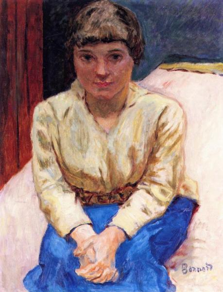 Girl Seated, Clasped Hands by Pierre Bonnard