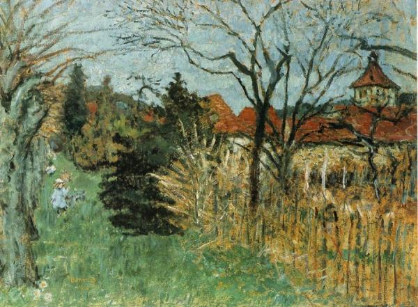 Girl With A Dog In The Park At Grand-lemps by Pierre Bonnard