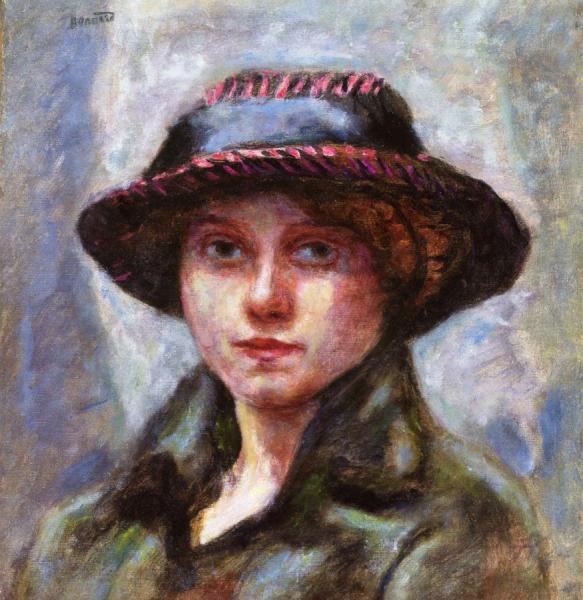 Head Of A Woman With Hat by Pierre Bonnard