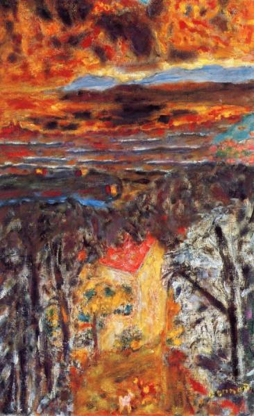 Landscape, Pink House, Sunset by Pierre Bonnard