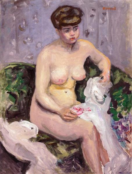 Model With A White Robe by Pierre Bonnard