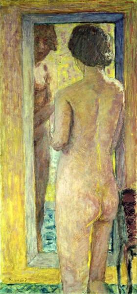 Nude Before A Mirror by Pierre Bonnard