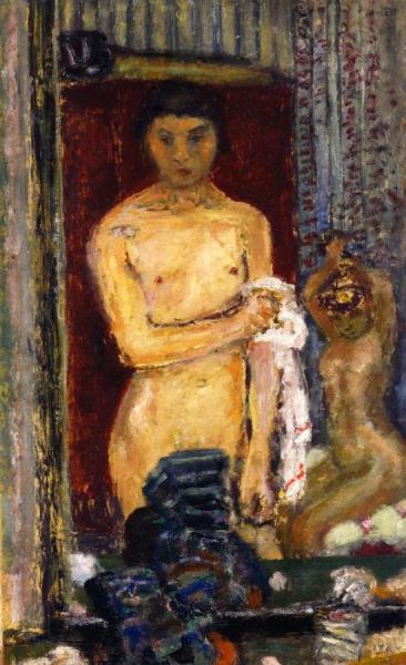 Nude Reflected In A Mirror by Pierre Bonnard