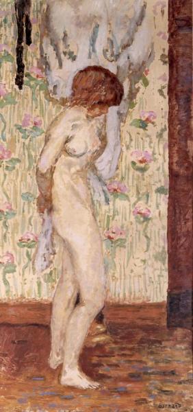 Nude With Rose Patterned Curtain by Pierre Bonnard