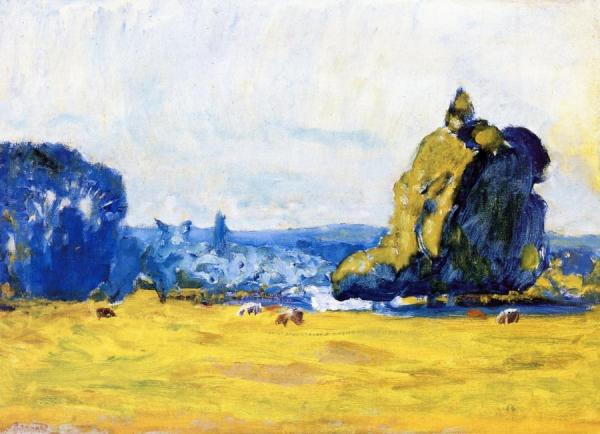 Pasture With Blue Trees (study) by Pierre Bonnard