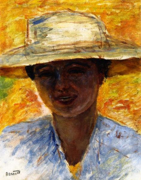 Portrait Of A Woman In A Large Hat by Pierre Bonnard