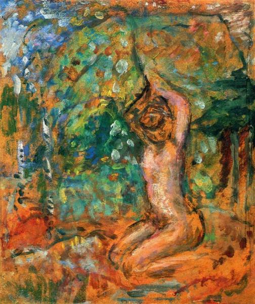 Small Nude, Arms Raised, In A Landscape by Pierre Bonnard