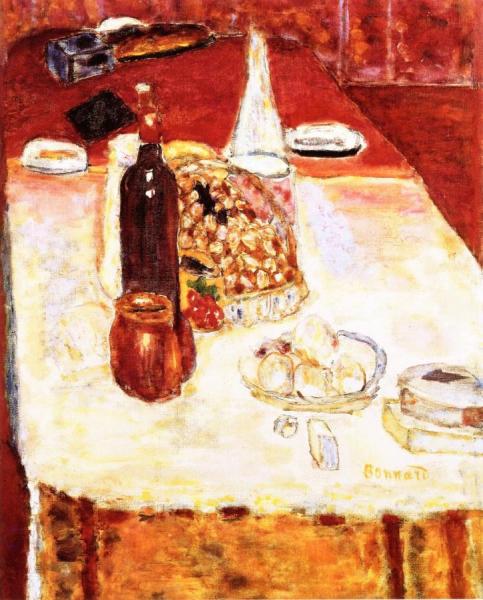 Still Life With A Bottle Of Red Wine by Pierre Bonnard