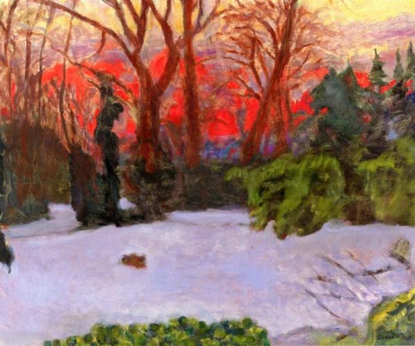 The Garden In The Snow, Sunset by Pierre Bonnard Oil Painting Reproductions