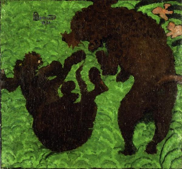 Two Poodles Playing by Pierre Bonnard