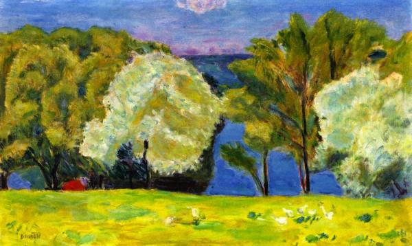 White Chickens On The By The Water by Pierre Bonnard