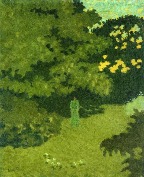 Woman In A Green Dress In A Garden by Pierre Bonnard