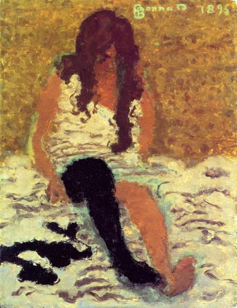 Woman Pulling On Her Stockings by Pierre Bonnard