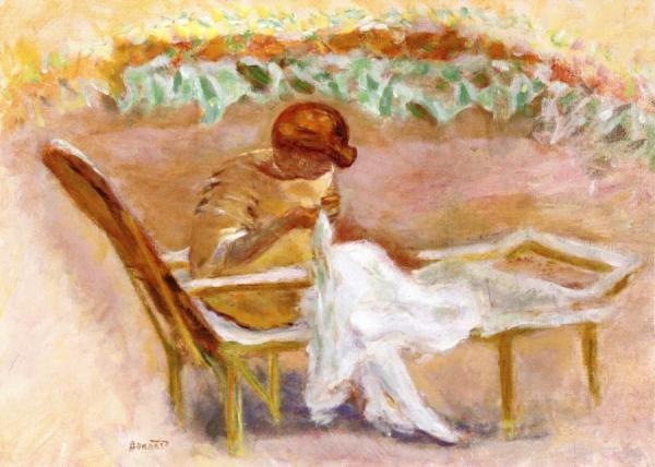 Woman Sewing by Pierre Bonnard