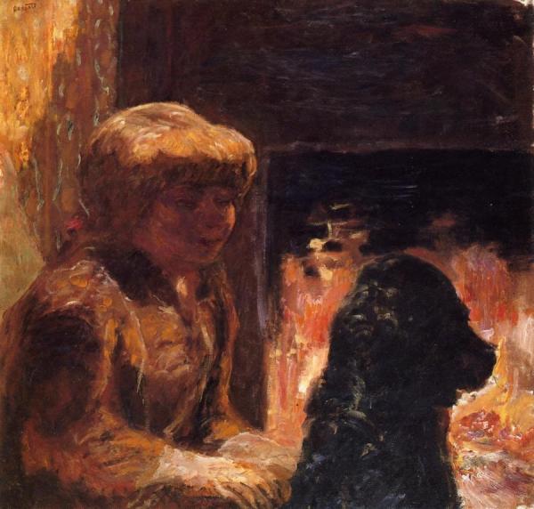 Woman With Dog by Pierre Bonnard
