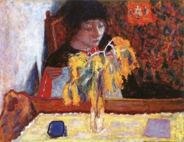 Woman With Mimosa by Pierre Bonnard
