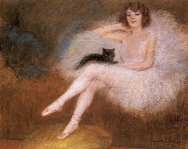 Ballerina With A Black Cat by Pierre Carrier-belleuse