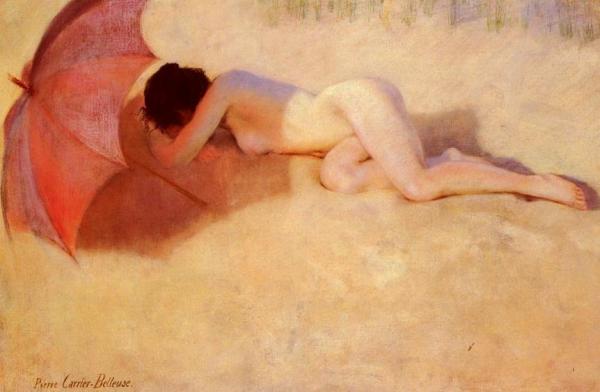 Nude With A Parasol by Pierre Carrier-belleuse