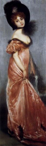 Young Girl In A Pink Dress by Pierre Carrier-belleuse Oil Painting Reproductions