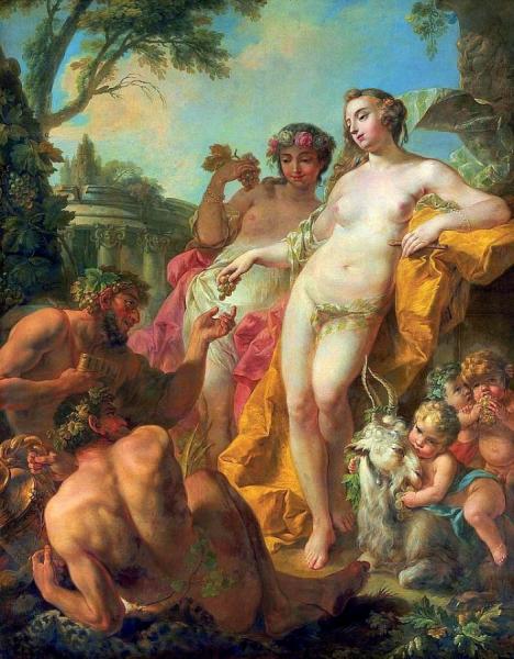Bacchic Figures In A Classical Landscape by Pierre-charles Le Mettay