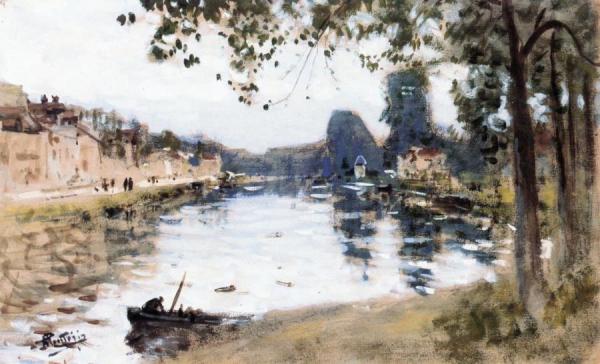 Banks Of A River by Pierre Eugène Montézin