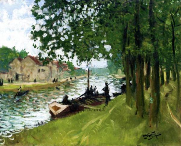 Barges At Saint-mammes by Pierre Eugène Montézin