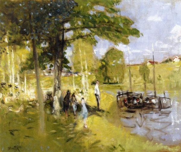 Barges At St. Mammes by Pierre Eugène Montézin