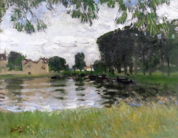 Boats On A Pond by Pierre Eugène Montézin